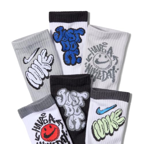 Image of Nike Unisex Kids' Everyday Cushioned Crew Socks (6-Pack) | Boys and Girls