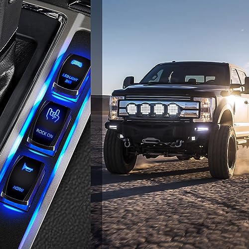 Nilight Rock On Rocker Switch Led Light Bar 5 Pin Laser ON/Off SPST switches 20A/12V 10A/24V Blue with Jumper Wires Set for Cars Trucks Boats ATVs UTVs RVs by Nilight - Image 7