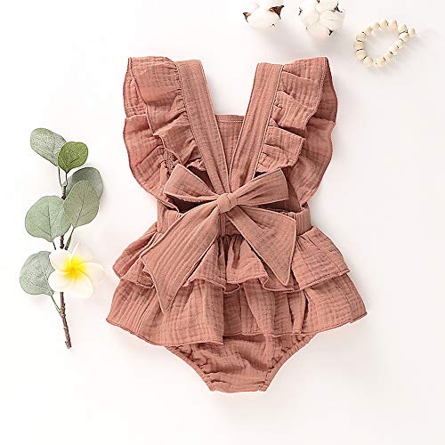 Douhoow Infant Baby Girl Romper Baby Ruffle Bodysuit Jumpsuit One-Piece Cotton Linen Clothes2
