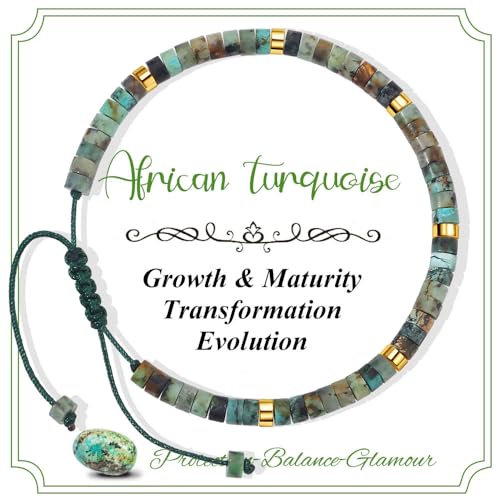 CASDAN Natural Crystal Beaded Bracelet for Women Natural Stone Adjustable Braided Rope Bracelets Spiritual Bracelet Inspirational Jewelry Gifts