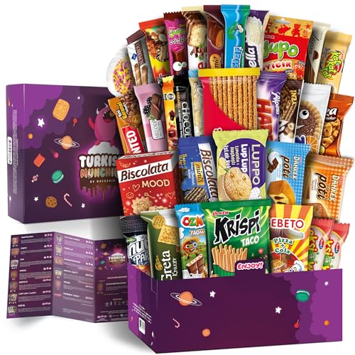Turkish Munchies By Muekzoin Mega International Snack Box | Premium Exotic Foreign Snacks Unique Food Gifts Included Try Extraordinary Turkish Candies From Around The World 32 Full-Size cover