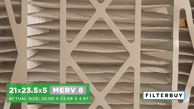 Image of Filterbuy 21x23.5x5 Air Filter MERV 8 Essential Dust & Allergy Defense (2-Pack), Pleated HVAC AC Furnace Filters for Trane Perfect Fit & American Standard (Actual Size: 20.00 x 23.09 x 4.97)