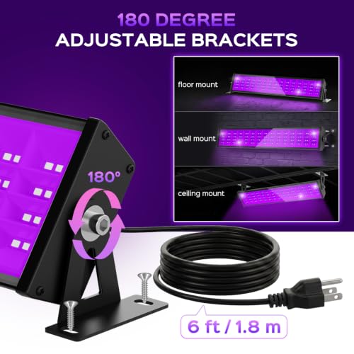 Image of T-SUN LED Black Light Bar, 72W Blacklight Bars for Halloween Decor Display | Blacklight Bar with 6ft Cord, Black Lights for Glow Party, Fluorescent Poster, Game Room, Stage Lighting, Covers 22x22ft Area
