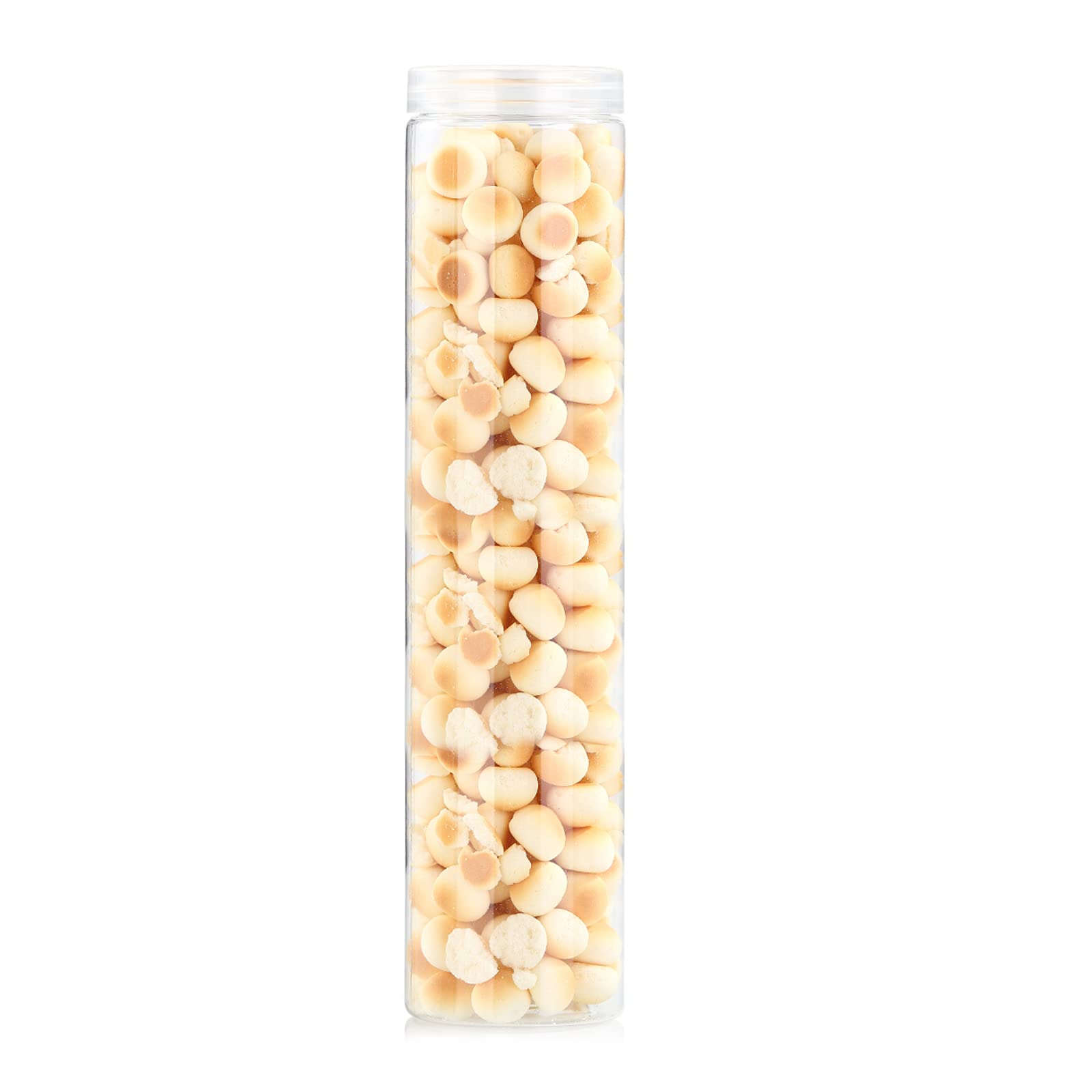 Set di 6 barattoli in plastica trasparente per alimenti con coperchio, contenitore rotondo trasparente per spaghetti, pasta e prodotti secchi (6 pezzi)