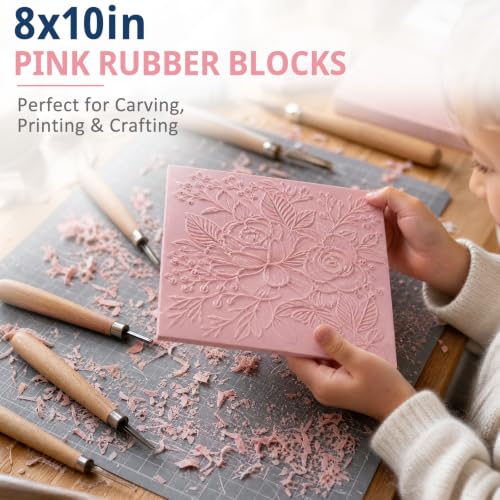 Image of 3 Pack 8 x 10 Inch Soft Linoleum Blocks for Relief Printing