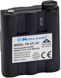 Midland - PB-ATL/G7 Battery Walkie Talkie and Professional Transceivers, Compatible with G7/G7XT/G7PRO, G9/G9PLUS/G9PRO, Pacific, 800mAh (6V), Rechargeable Extended Autonomy Quick Replacement