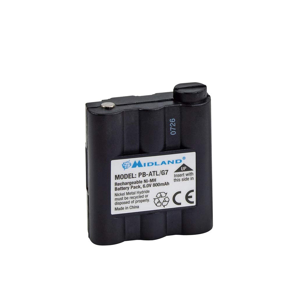 Midland - PB-ATL/G7 Battery Walkie Talkie and Professional Transceivers, Compatible with G7/G7XT/G7PRO, G9/G9PLUS/G9PRO, Pacific, 800mAh (6V), Rechargeable Extended Autonomy Quick Replacement