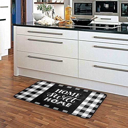 Buffalo Plaid Kitchen Rug Black And White Check Rugs Home Sweet Home Comfort Perfect Indoor Or Outdoor Carpet For Front Porch,Farmhouse Home,Entryway Decor 39 X 20 Inch #TOP5
