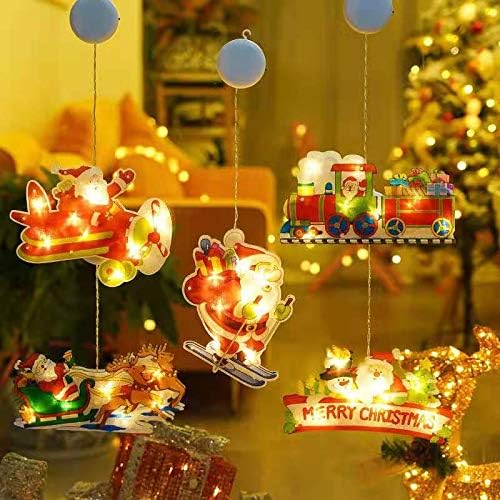 CHANG Santa Light - Xmas Pendant Christmas Lamp LED Window Hanging Lights with Suction Cup, Party, Indoor Outdoor Christmas Decor (Santa Claus - a)