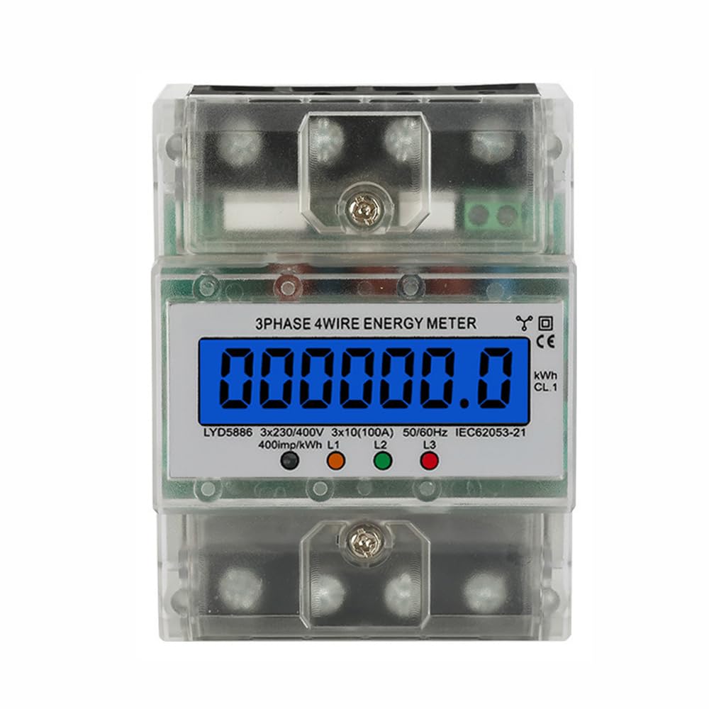 Medidor de energía trifásico de 4 cables digital para riel DIN 5-80A