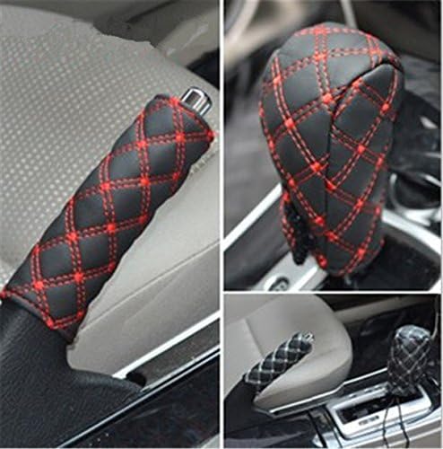 Fochutech Auto Car Handbrake Gear Shift Cover Handle Hand Break Protect Accessories Case Sleeve Universal Stick Anti-Slip Sports Automotive (1 Set Red)