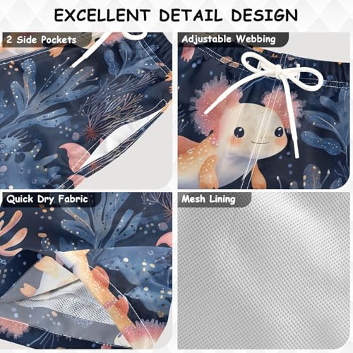 Pigsaly Boys' Swim Board Shorts Cute Pink Fish Boy's Swim Trunks Kids Swimwear S3