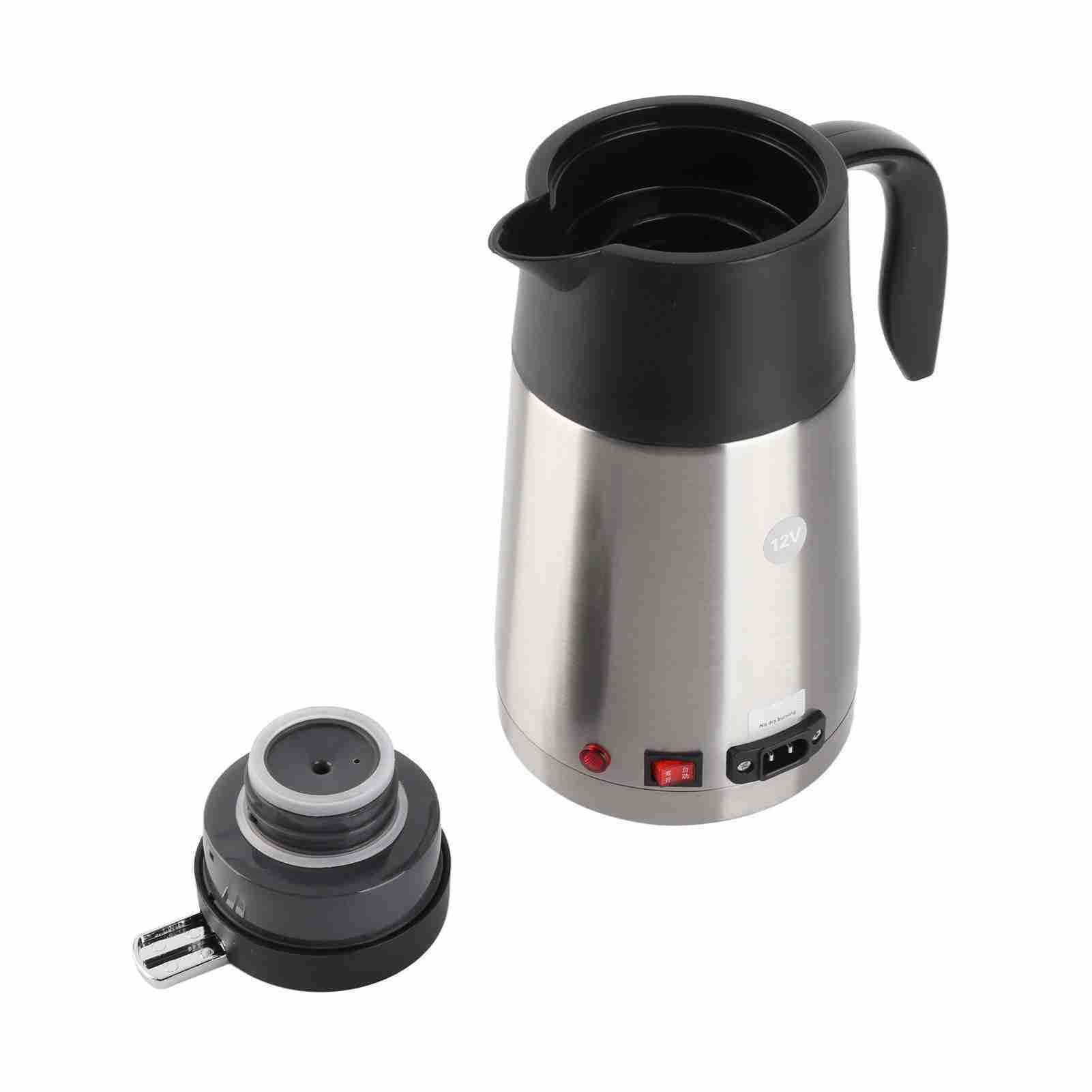 Hervidor Eléctrico de Coche, Taza de Agua con Calefacción de Acero Inoxidable para Hervir Agua, café, Leche en Polvo, Olla de Viaje de 12V/24V para Coche y Camión (de 12v)