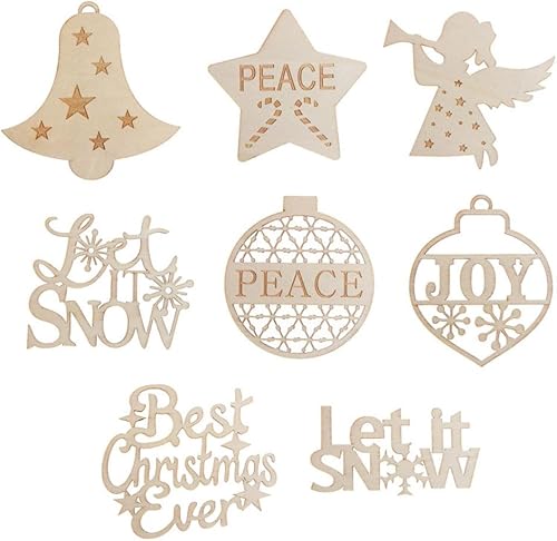 EXCEART 4 colgantes de madera decorativos ahuecados para Navidad, decoración de pared para fiestas en el hogar, manualidades y decoración única del