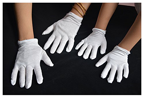 DH 12 Pairs White Cotton Gloves Soft mittens, Jewelry Inspection Stretchy Work Gloves-Large - Thumbnail 3