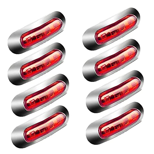 8 pièces LED feux de position latéraux avant arrière feux indicateurs de position latéraux 12 V-24 V pour camion remorque camping-car camion feux de position (Rouge) Cover