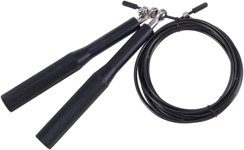 Adjustable Weighted Skipping Rope with Aluminum Alloy Handles Fitness Jump Rope for Family and Mma Workout Training Efficient Ball Bearing System for Smooth Rotation Black