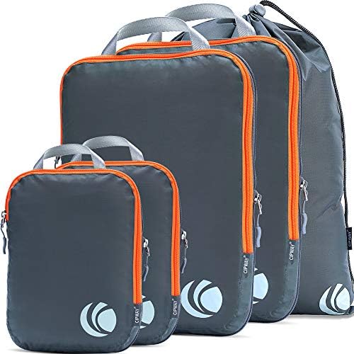Cipway Compression Packing Cubes Set, Ultralight Expandable Travel Packing Organizers for Carry on Luggage (White 6pcs)