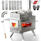 PYY Sauna Wood Stove - Upgraded Side-Window Sauna Stove Wood Burning For Outdoor, 2-In-1 Foldable Portable Sauna Stoves For Camping Tent, Dual Damper, Chimney Pipes, Stone Basket, For Sauna, Cooking