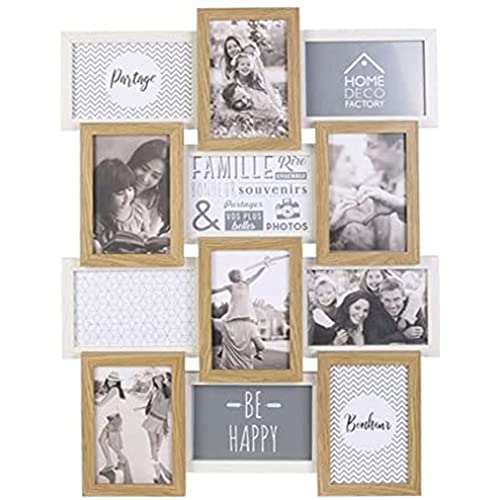 Cadre Photo Multiple Pele-Mele 12 Vues Bois et Blanc Deco Souvenir