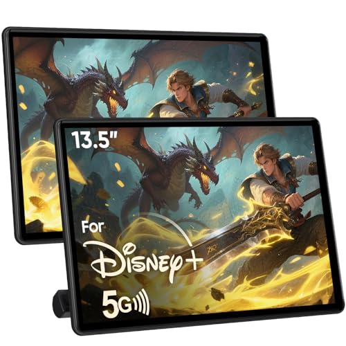 13.5 Car Headrest Monitors with Touchscreen & HDMI (2-Pack)