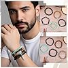 Ckhoid 43Pcs Punk Wooden Beads Bracelets, Gothic Bracelet Adjustable Punk Braided Leather Multilayer Grunge Bracelets, Wood Bangles Wristbands for Men, Commemorative Jewelry Gift #5