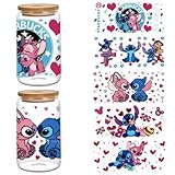 5 Sheets UV DTF Cup Wrap Transfer Stickers for 16oz Glass Cups, Rub on Transfers for Crafts Cup Decal Stickers (Mixed Color 1)