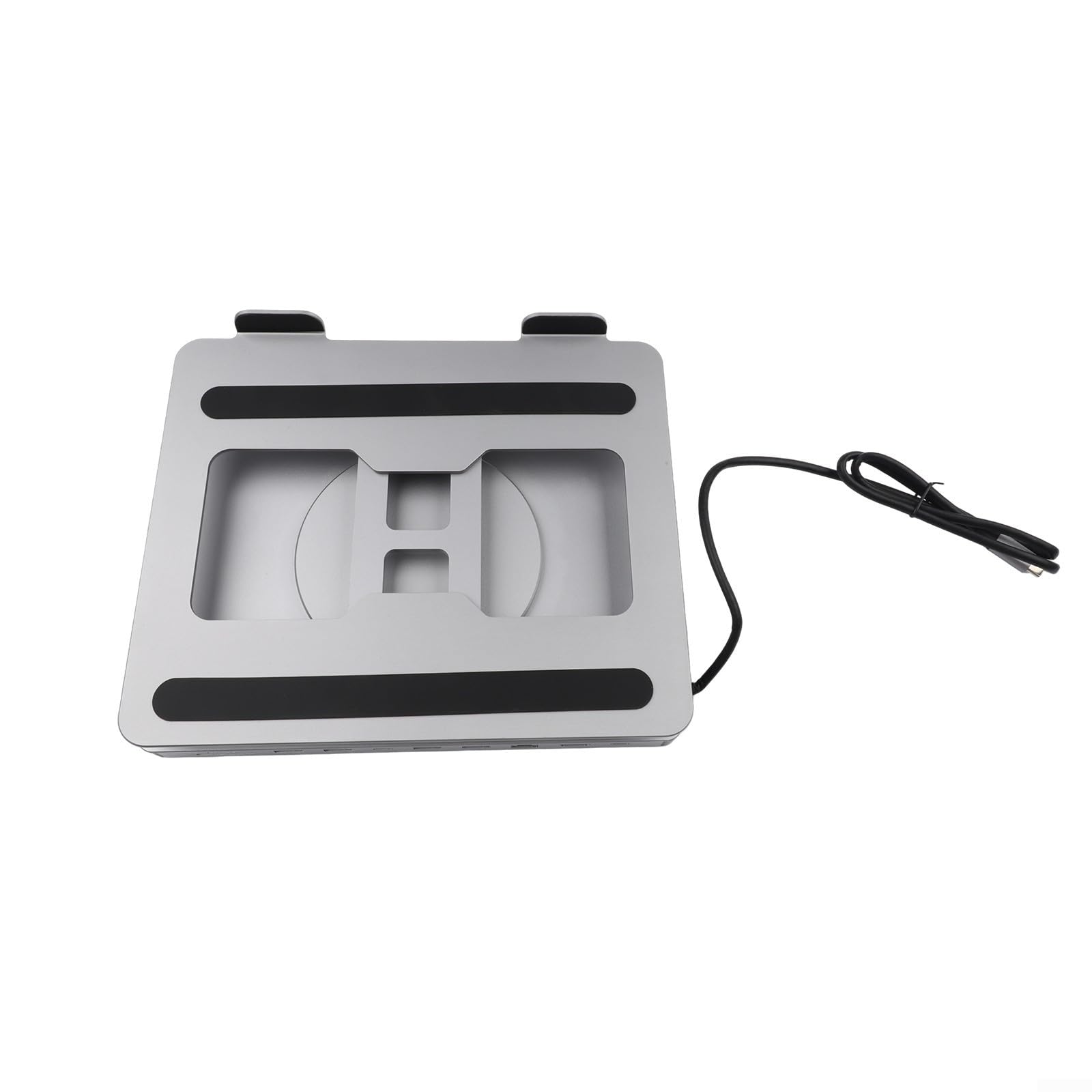 Stand per Notebook Ergonomico con Docking Station 4K, Supporto PC Portatile in Lega di Alluminio, Design Girevole e Ventilato per MacBook per dell per hp
