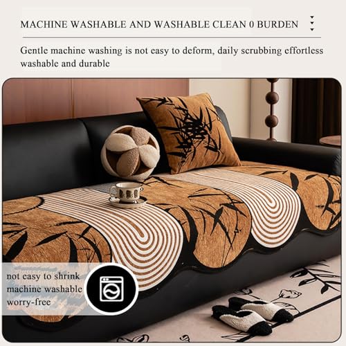 Housse de canapé en chenille jacquard gris 90x260cm style luxe - 6