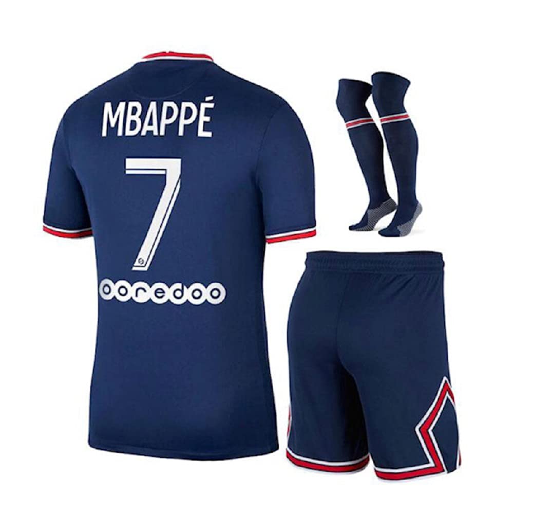 Genu ParisBlue Home Mbappe Soccer Kids Set Kids Size Small (6-7 Years Old) for Youth