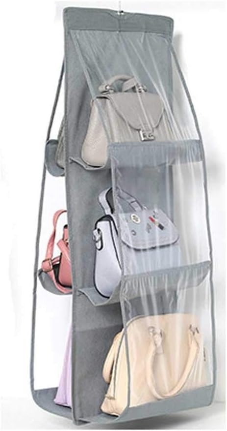 6 Pocket Hanging Handbag Organizer for Wardrobe Closet Transparent Storage Bag Door Wall Clear Sundry Shoe Bag (Color : D) (C)