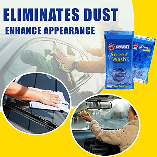 ABRO Windshield Car Wash Additive Fluid Concentrate Liquid Wipers Lubricated Streak Free & Anti Wiper Judder Formula Auto Detergent Glass Cleaner (5 Pcs)