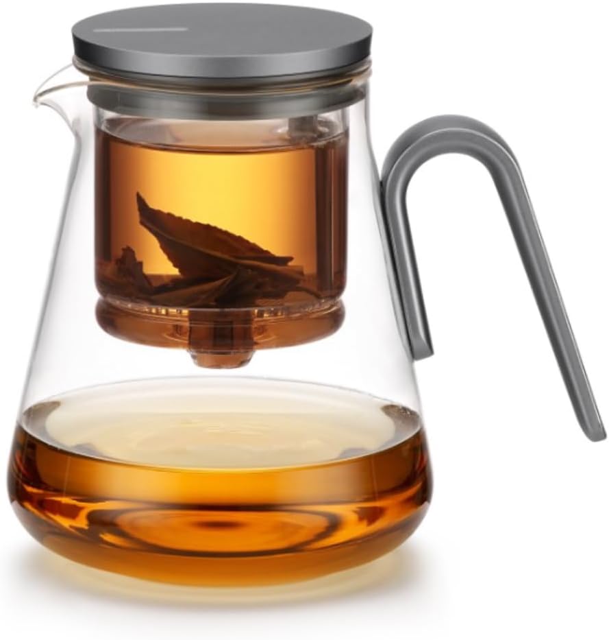 Magnetic switch tea pot, high-end tea set, tea water separation teapot, household tea making tool, heat-resistant glass tea dis 16.91oz (16.9oz)