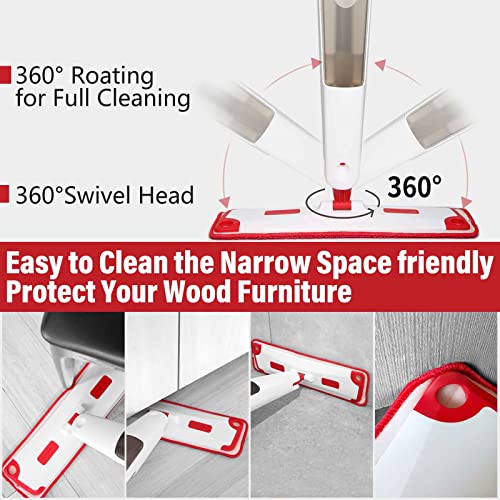 3 In 1 Spray Mop For Floor Cleaning, 18 Inch 2 Pack Washable Microfiber Pads With 58.3 Inch Long Handle Commercial Mop For Easy Dry And Wet Daily Clean, Hardwood Laminate #TOP3