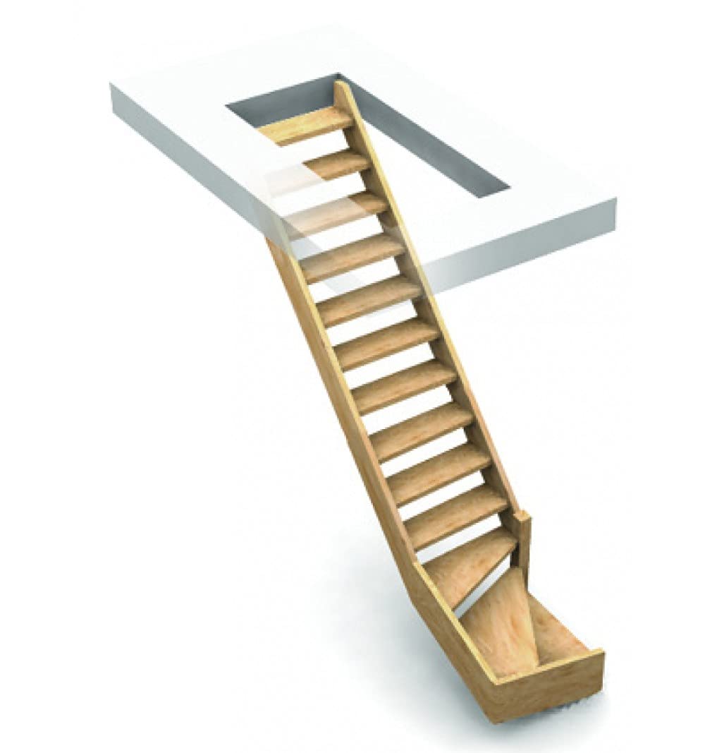Escalier de meunier 1/4 tournant droit en sapin NORMANDIE