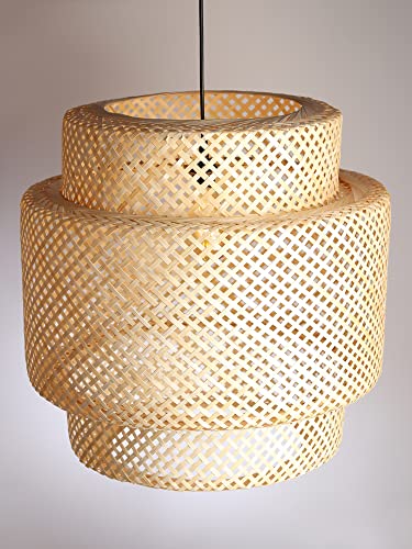 Image of Habere India-All the Cultures Fabricating India Bamboo Lamp shade | Pendant Lamps | Cane Lampshade | Rattan Lamp Shade | Wicker Lampshade (Diameter 50 CM, Height 50 CM)