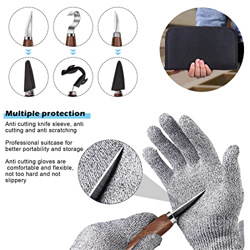 Wood Carving Tools Set,Detail And Hook Carving Knife Kit For Beginners,Trimming Knife For Spoon Bowl Cup Woodwork,Round Handle Design And 6Pcs Sk2 Carbon Steel Wood Carving Knives（10Pcs） #TOP4