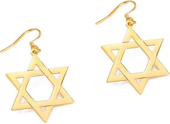 LIKGREAT Star of David Earrings Drop Dangle Earrings for Women Jewish Earrings Hanukkah Gift Six pointed Star Stainless Steel Stud Earrings