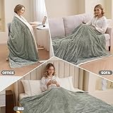 CURECURE Electric Heated Throw Blanket - 180 X 130cm Warm Ribbed Flannel with 6 Heat Settings & 1-10 Hours Timer, Fast Heating, Overheating Protection, Machine Washable (Gray Green) - Image 6