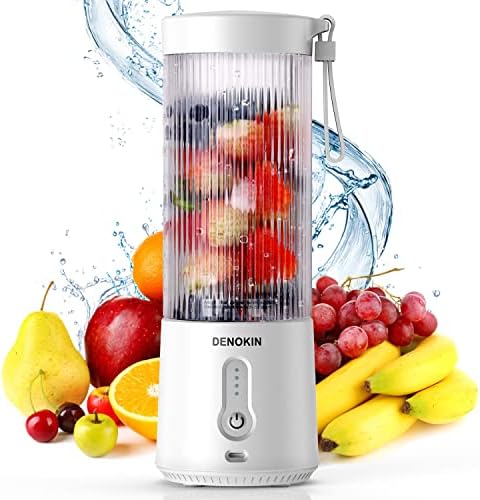 Portable Blender,Personal Blender for Shakes and Smoothies,16 oz Mini Blender with Six Blades Fruit Juicer,USB Rechargeable Mixer for Travel,Gym, Camping