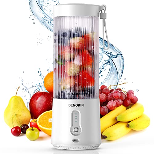 Portable Blender,Personal Blender for Shakes and Smoothies,16 oz Mini Blender with Six Blades Fruit Juicer,USB Rechargeable Mixer for Travel,Gym, Camping