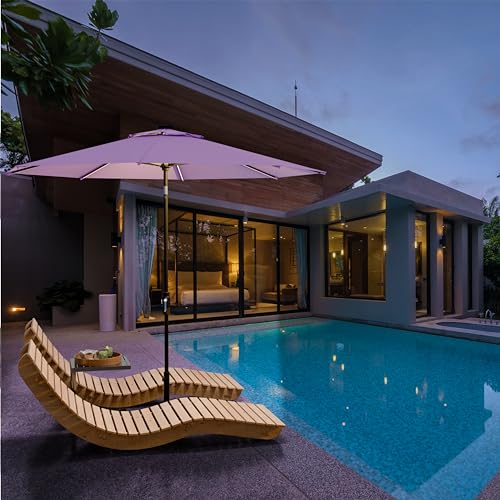 Image of Midtown Umbrellas LED Swilt - 9 Ft Solar LED Patio Umbrella, Midtown Purple