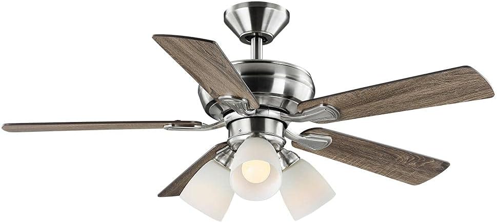 Riley 44 in. Indoor LED Brushed Nickel Ceiling Fan with Light Kit 5 QuickInstall Reversible Blades and Remote Control