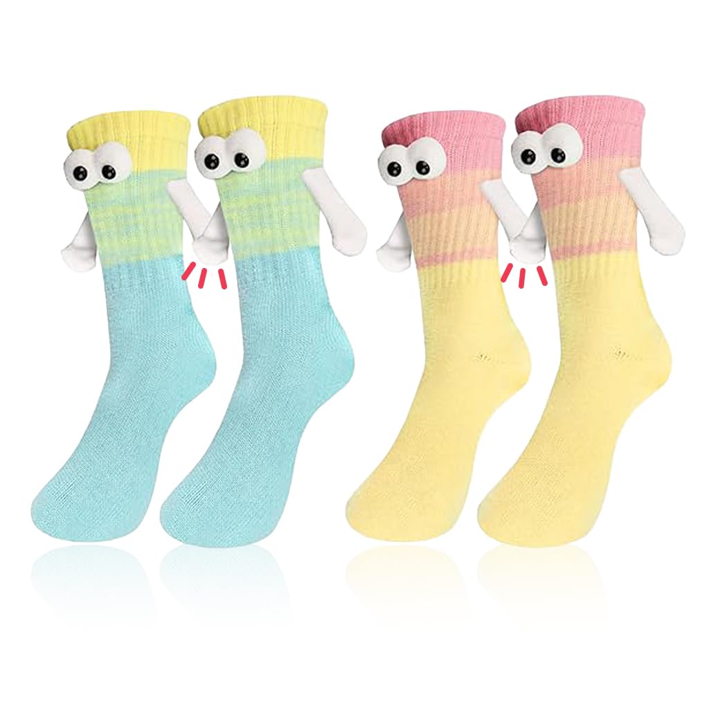 2 Pairs Holding Hands Socks for Women, Funny Cotton Socks for Men, Magnetic Suction Couple Floor Socks Ankle Socks, Teens Friends Socks Birthday Christmas Gift (for US Size 5-10.5)-image-17