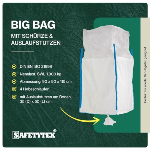 Big Bag mit Schürze und Auslaufstutzen, weiß, 90 x 90 x 115 cm
