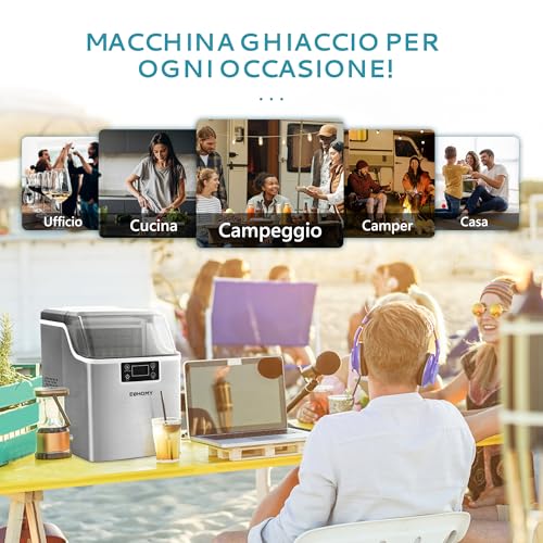 EUHOMY Eiswürfelmaschine für Zuhause: 24 Würfel in 13 Minuten, 20,5 kg/24 Stunden, selbstreinigend, 3,2 l Eismaschine mit Schaufel/Korb, für Küche/Büro, Edelstahl