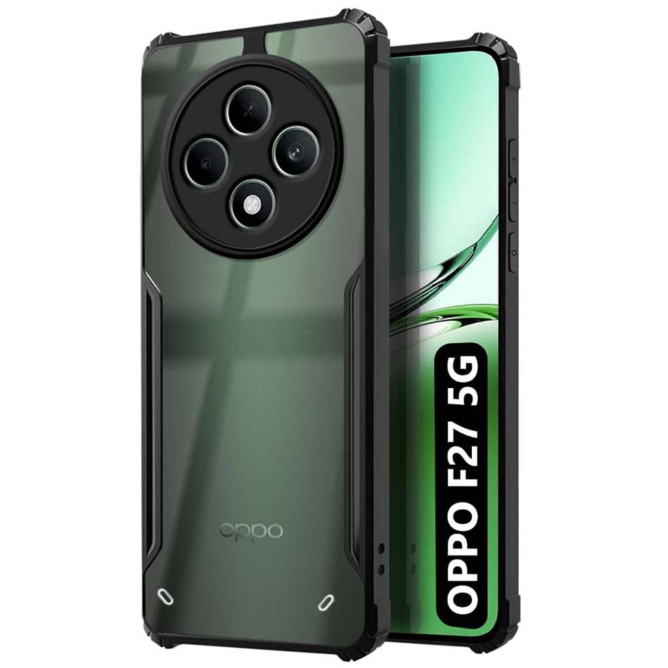 Fashionury Crystal Clear Back Case Cover for Oppo F27 5G | Protective Design | 360 Degree Protection | Transparent Back Cover Oppo F27 5G (Black Bumper) (B0DHCZKF4B) Amazon Price History, Amazon Price Tracker