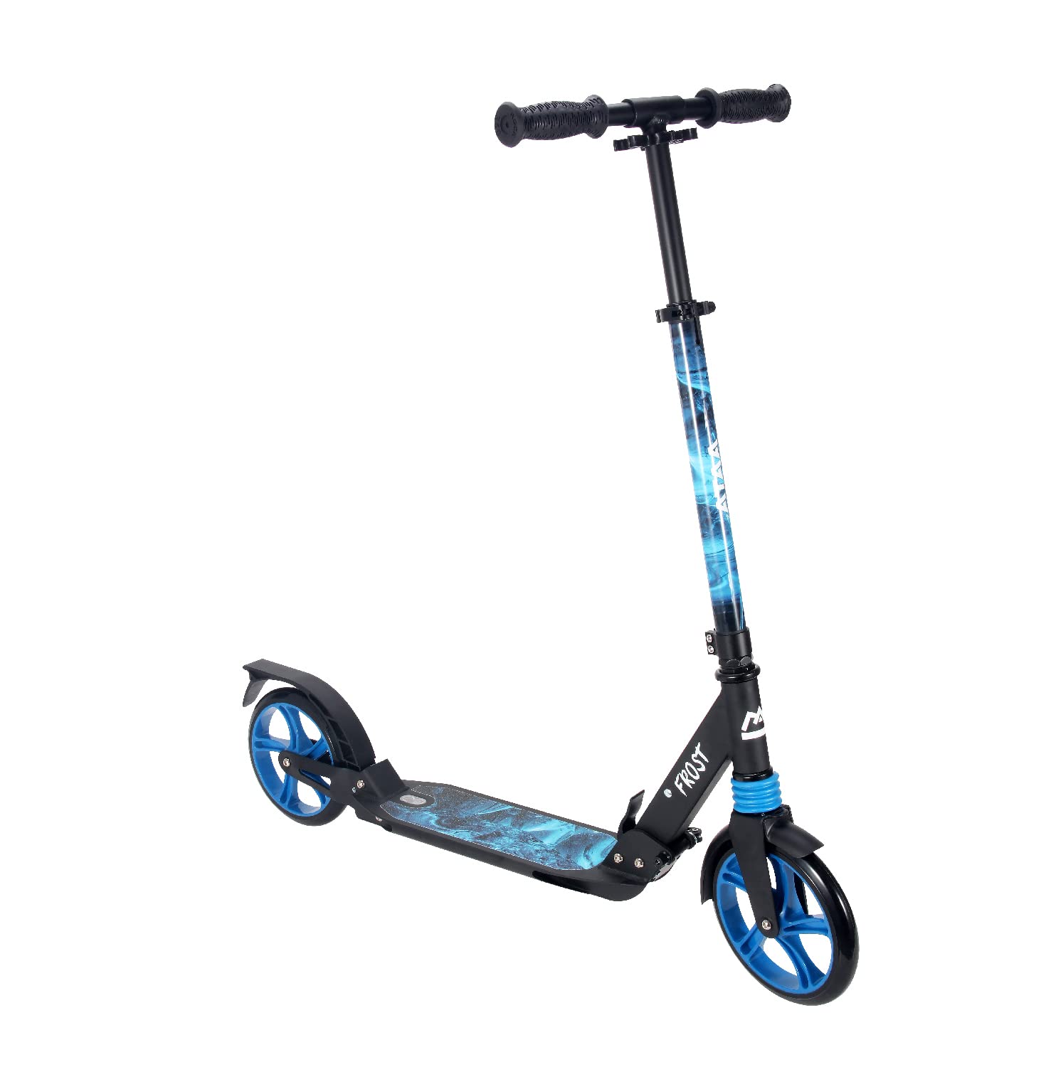 Trottinette Urbaine Pliable réglable à 3 hauteurs, Trottinette avec Grandes Roues, suspensions Avant et arrière, béquille et Sangle de Transport