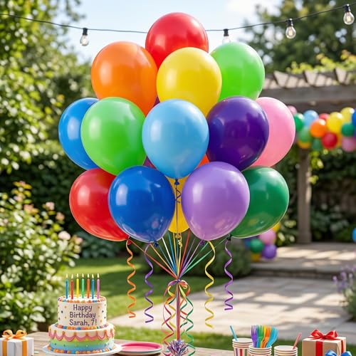 Wayfun 52pc Ballon Multicolore Anniversaire, 12 Pouces Multicolore Ballons de Baudruche, Ballons Anniversaire 10 Couleurs Ballon Gonflable Helium, Deco Anniversaire Baby Shower Mariage Graduation Fete – vue 6