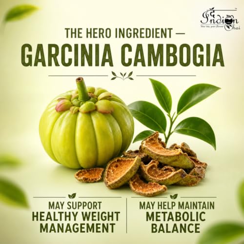 Image of The Indian Chai - Slimming Healthy Green Tea 100g with Garcinia, Haritaki, Senna, Moringa, Turmeric, Ginger, Lemongrass, Hibiscus & Rose for Digestion Support and Daily Detox - Caffeine Free